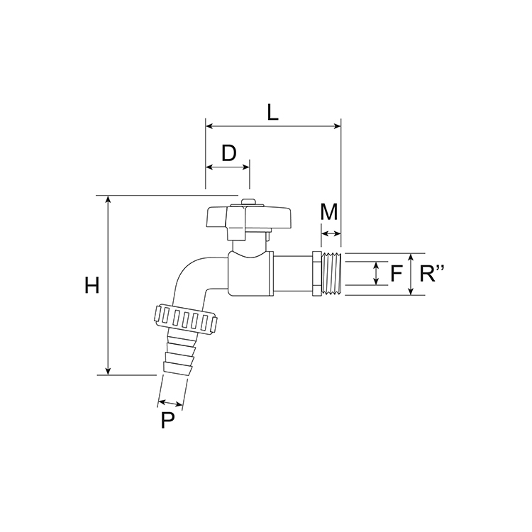 Compact ball bibcock hose union 